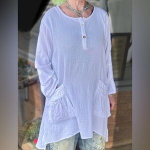 White waffle gauze tunic